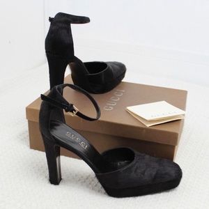 1996 Gucci by Tom Ford Black Pony Hair Heels